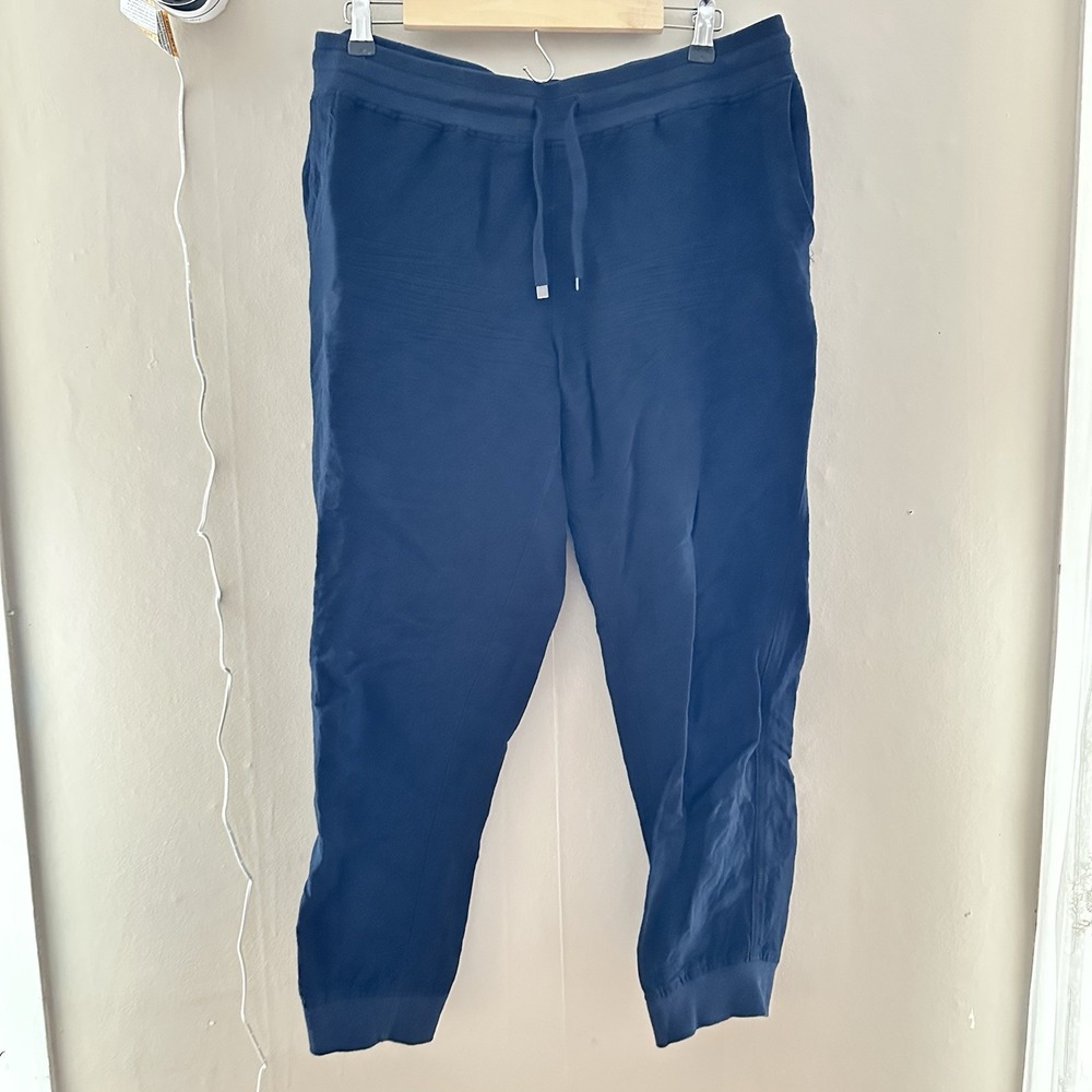 J Jill Womens Linen Blend Pull On Cropped Jogger Pants Size M Black Drawstring